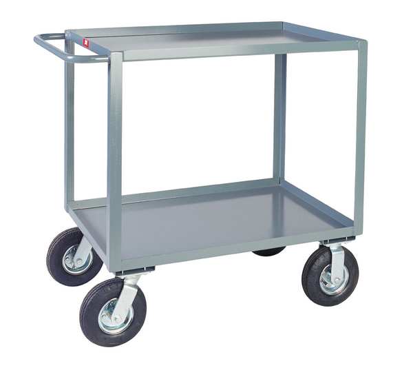 Steel Utility Cart with Lipped Metal Shelves, Flat, 2 Shelves, 1,200 lb