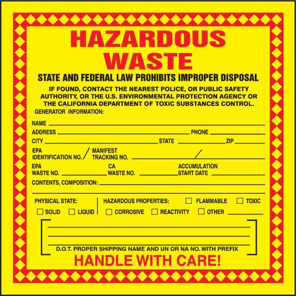 Haz Waste Label, Hazardous Waste, 6x6 in, Paper, 250/RL
