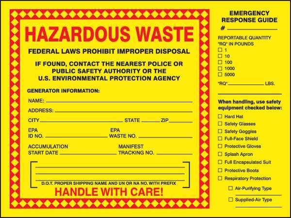 Hazardous Waste Label, 6 In. H, PK25, MHZW27EVP