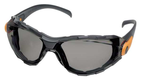 Safety Glasses, Wraparound Gray Polycarbonate Lens, Anti-Fog, Scratch-Resistant