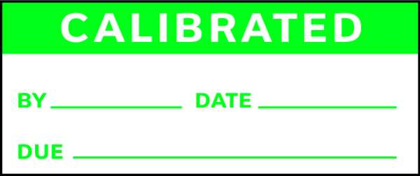 Calibration Label, ENG, Green/White, PK350, TC1-21003