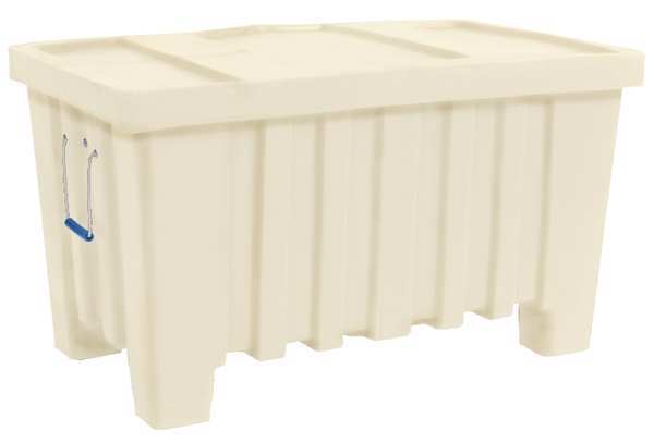 White Bulk Container, Plastic, 43 in L, 26 1/2 in W, 24 in H, 8.7 cu ft Volume Capacity