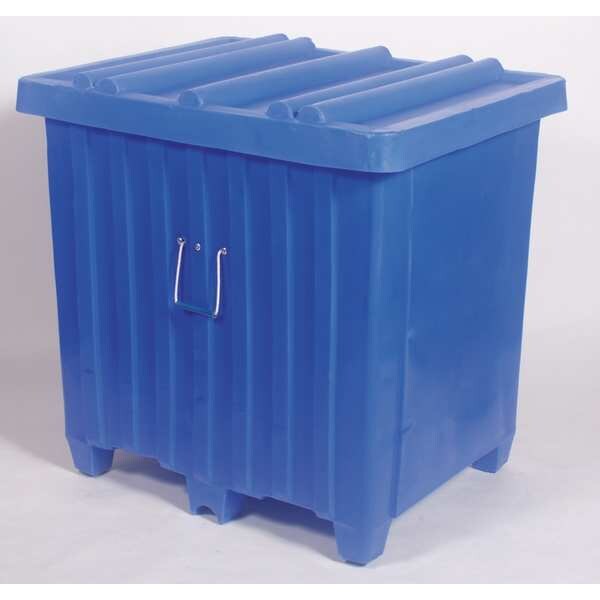 Blue Ribbed Wall Container, Plastic, 23 cu ft Volume Capacity
