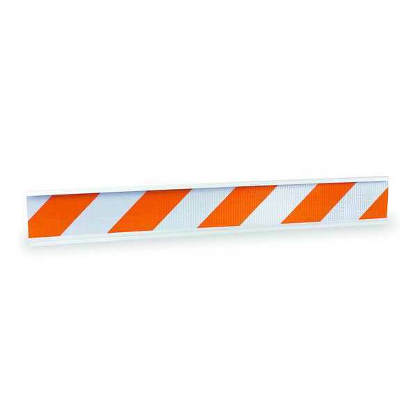 Barricade Beam, Polyethylene, 8 in H, 72 in L, 2 in W, Orange