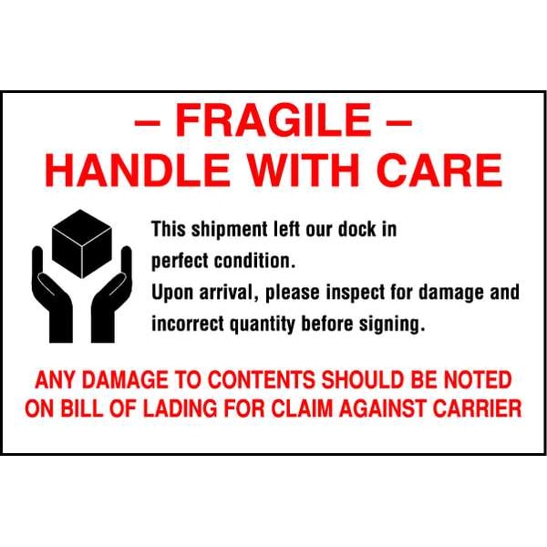 Shipping Labels, 6 In. W, 4 In. H, PK500