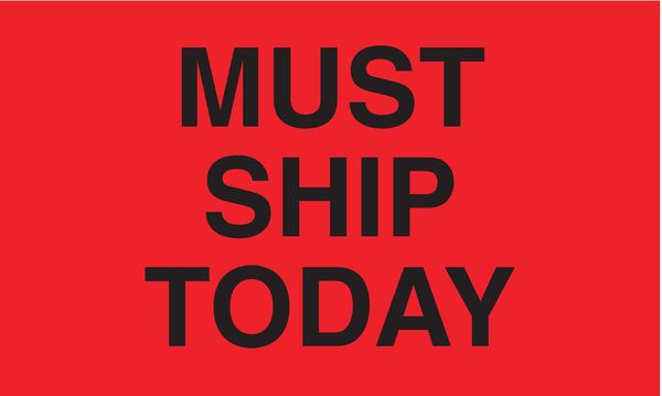 Shipping Labels, Black/Red, 3 In. H, PK50
