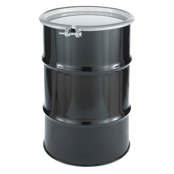 Open Head Transport Drum, Steel, 30 gal, Unlined, Black