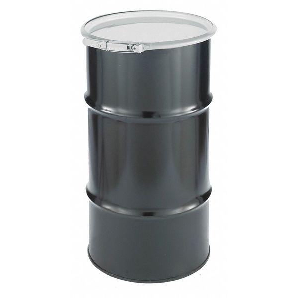 Open Head Transport Drum, Steel, 16 gal, Unlined, Black