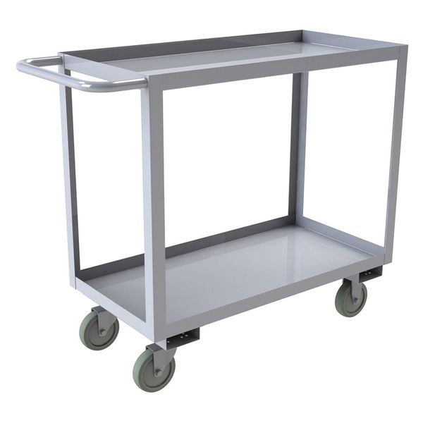 Stainless Steel Corrosion-Resistant Utility Cart with Lipped Metal Shelves, Flat, 2 Shelves