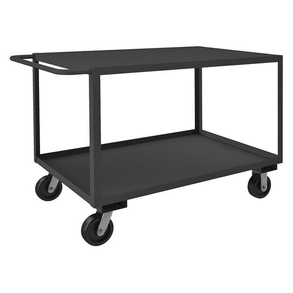 Steel Utility Cart with Lipped & Flush Metal Shelves, Flat, 2 Shelves, 3,000 lb