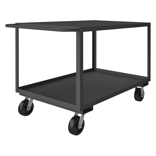 Steel Utility Cart with Lipped & Flush Metal Shelves, Flat, 2 Shelves, 3,000 lb