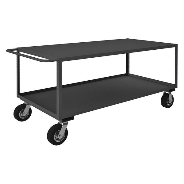 Steel Utility Cart with Lipped & Flush Metal Shelves, Flat, 2 Shelves, 3,000 lb