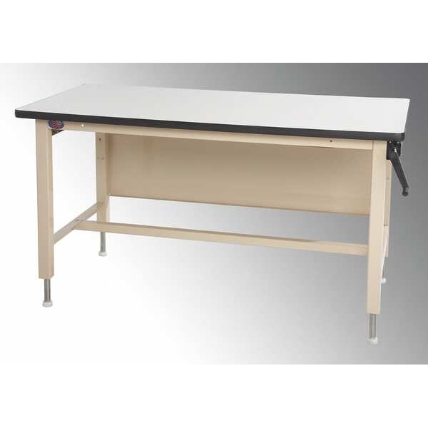 Hand Crank Workbench, ESD Laminate, 72 in W, 30 in to 42 in Height, 750 lb, Straight