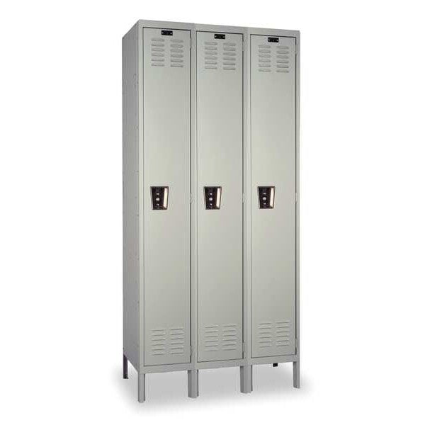 Antimicrobial Wardrobe Locker, 36 in W, 18 in D, 78 in H, (1) Tier, (3) Wide, Light Gray