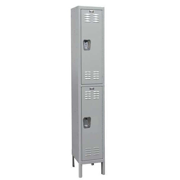 Antimicrobial Wardrobe Locker, 12 in W, 18 in D, 78 in H, (1) Wide, (2) Openings, Light Gray