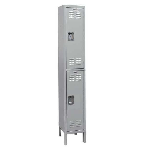 Antimicrobial Wardrobe Locker, 15 in W, 18 in D, 78 in H, (1) Wide, (2) Openings, Light Gray