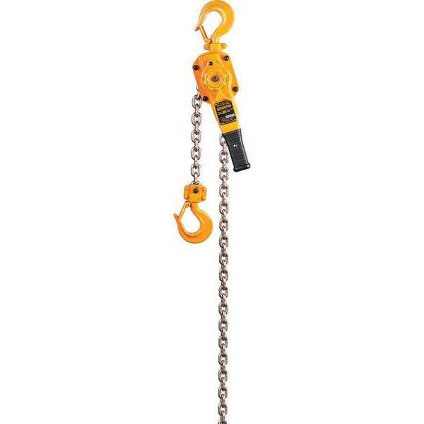 Lever Chain Hoist, 5,500 lb Load Capacity, 10 ft Hoist Lift, 1 3/8 in Hook Opening