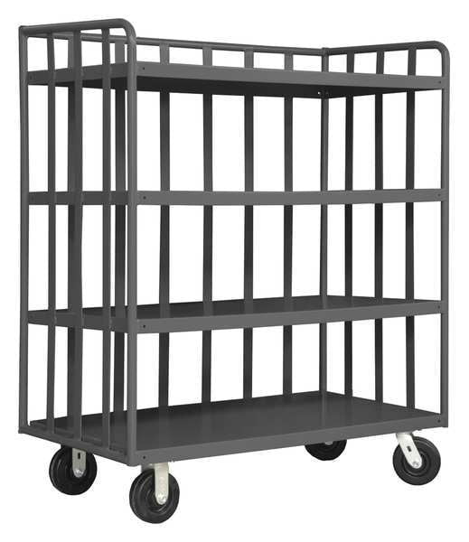 Steel Single-Side-Access Slat-Wall Metal Stock Truck, Flat, 4 Shelves, 3,600 lb
