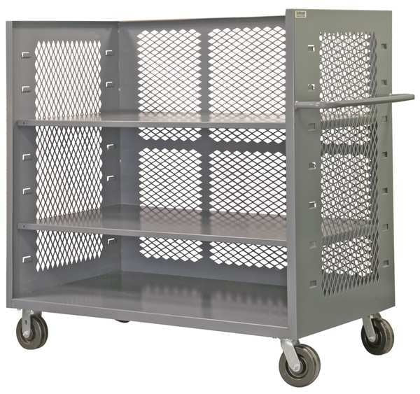 14 ga. Steel 3 Sided Mesh Stock Cart 2000 lb. Capacity, 66-1/2