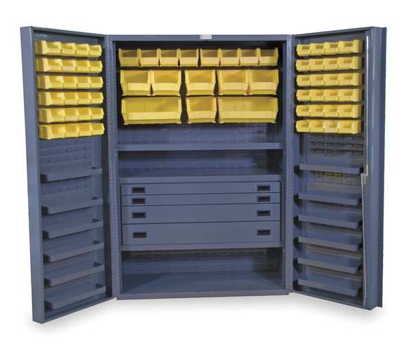 Extra-Heavy Duty Bin Cabinet, 48 in W, 72 in H, 24