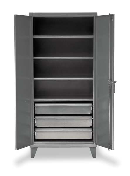 12 ga. Steel Storage Cabinet, 36 in W, 78 in H, Stationary