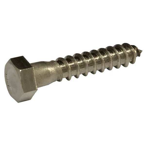Lag Screw, 1/4 in, 2-1/2 in, 18-8 Stainless Steel, Plain Hex External Hex Drive, 650 PK