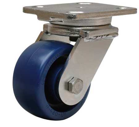 Plate Caster, Swivel, Poly, 4 in., 750 lb., B