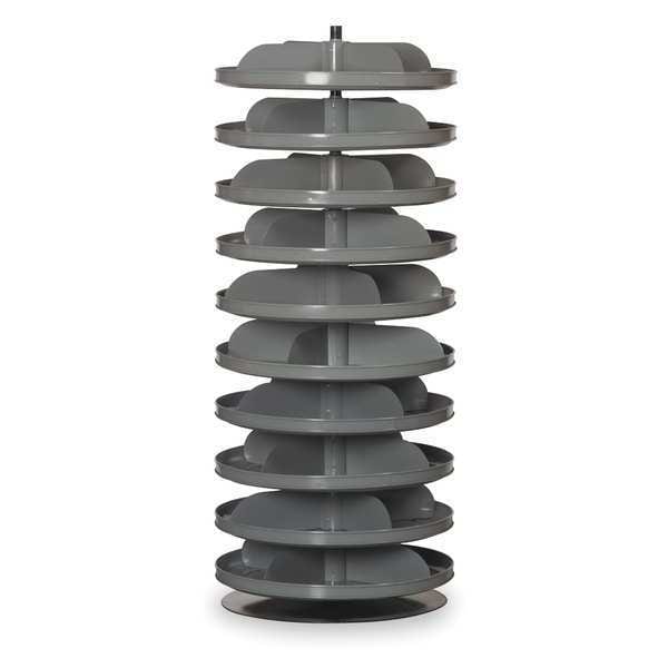Prime Cold Rolled Steel Revolving Storage Bin, 17 in D x 41 3/8 in H x 17 in W, 10 Shelves, Gray