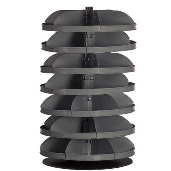 Prime Cold Rolled Steel Revolving Storage Bin, 34 in D x 65 3/4 in H x 34 in W, 6 Shelves, Gray
