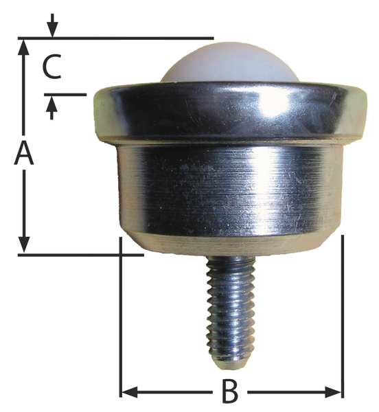 Ball Transfer, Threaded, 1In Ball Dia