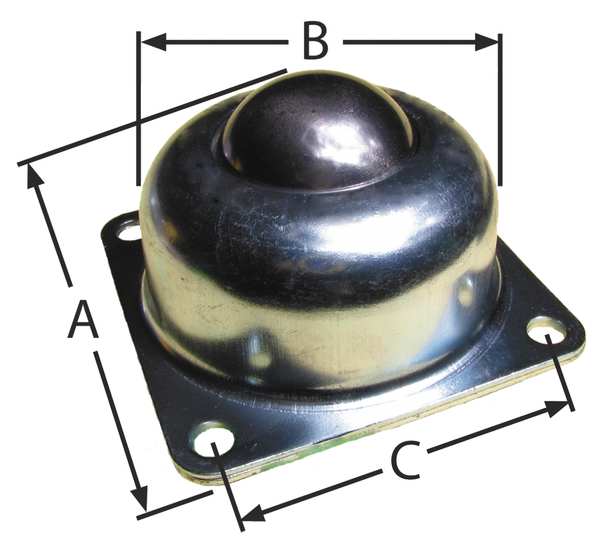 Ball Transfer, Flange, 1-1/2In Ball Dia