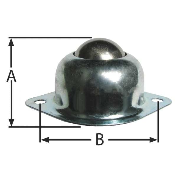 Ball Transfer, Flange, 1In Ball Dia