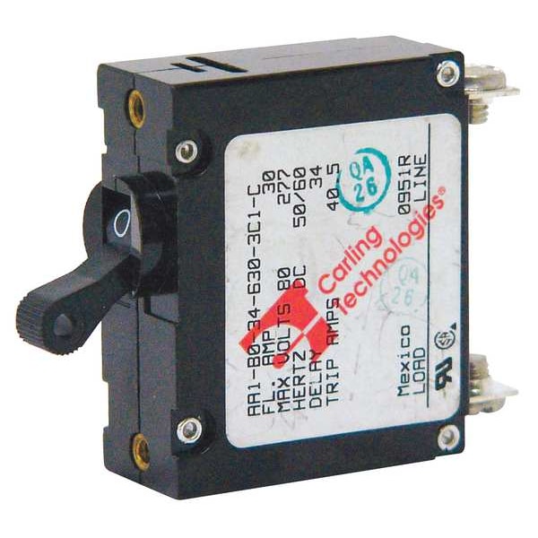 Panel Mount Circuit Breaker, 10 A, 250V AC, 1 Pole