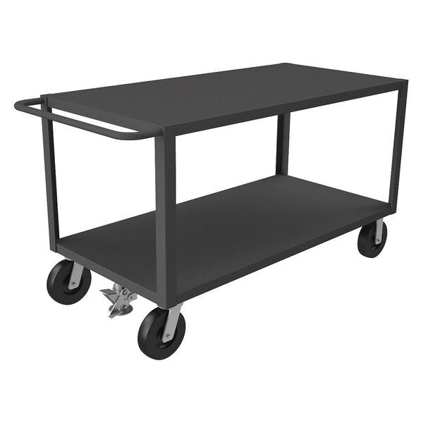 Steel Utility Cart with Flush Metal Shelves, Flat, 2 Shelves, 5,000 lb