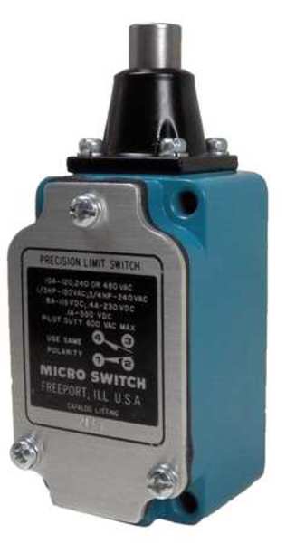 Limit Switch, Plunger, 1NC/1NO, 10A @ 480V AC, Actuator Location: Top
