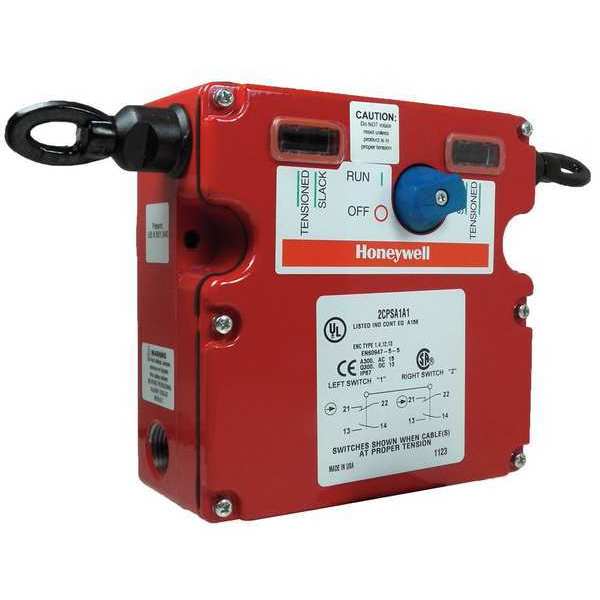 Cable Pull Safety Switch Dual Head 2NO/2NC 1/2NPT