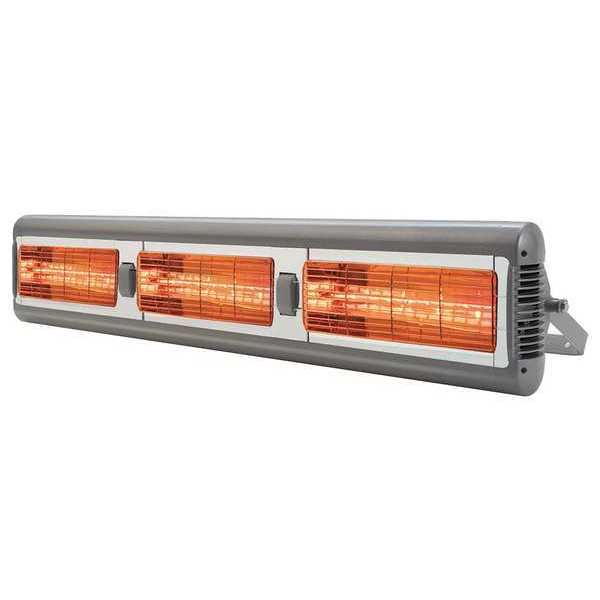 Electric Infrared Heater, Ceiling Suspended, Wall, Aluminum, 6000 W