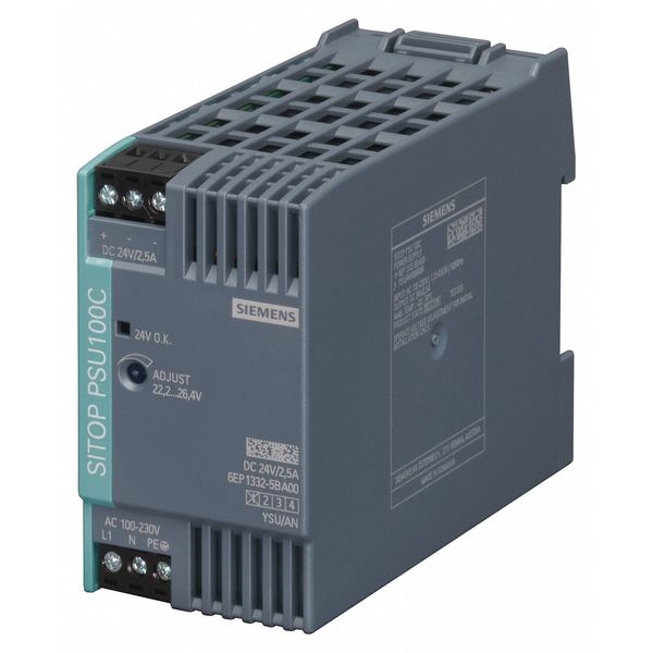 DC Power Supply, 24VDC, 2.5A, 50/60Hz