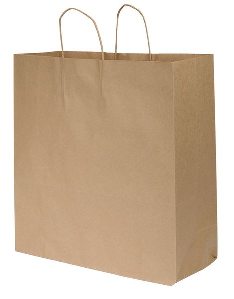 Shopping Bag Flat Bottom, Cargo Brown, Paper Twist Handles, Pk200