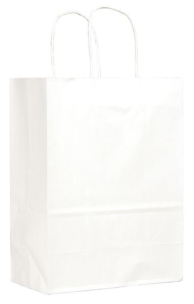 Missy White Shopping Bag Flat Bottom, Twist Handle, Pk250