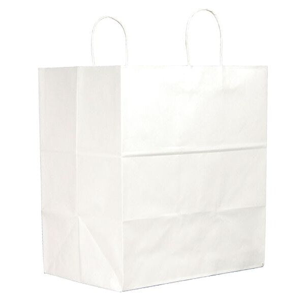 Shopping Bag Flat Bottom, Jr. Mart White, Paper Twist Handles, Pk250