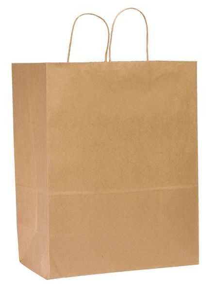 Traveler Brown Shopping Bag Flat Bottom, Twist Handles, Pk250