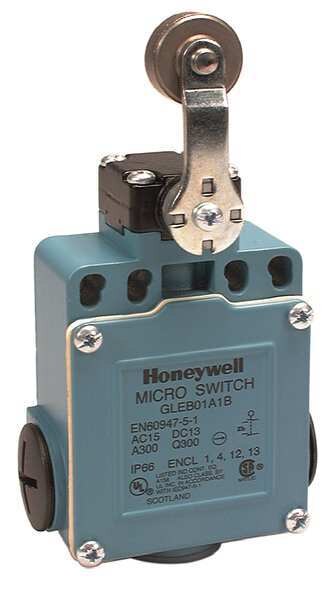 Limit Switch, Roller Lever, Rotary, 2NC/2NO, 10A @ 300V AC