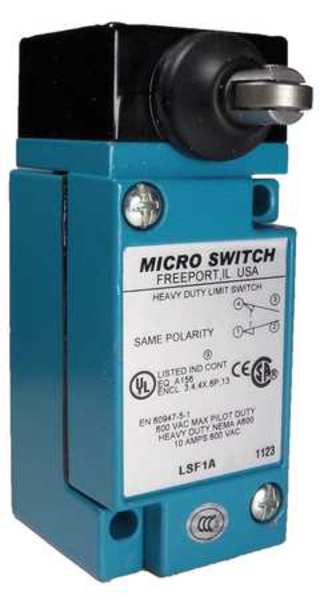 Heavy Duty Limit Switch, Plunger, Roller, 1NC/1NO, 10A @ 600V AC