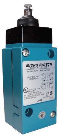 Heavy Duty Limit Switch, Plunger, 2NC/2NO, 10A @ 600V AC