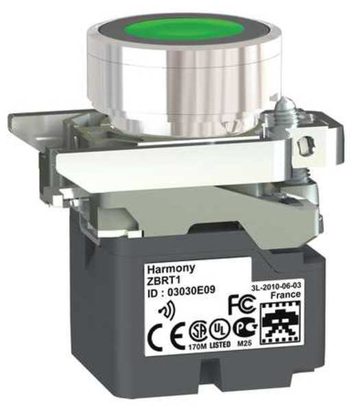 Push Button with Transmitter, 22 mm, Green