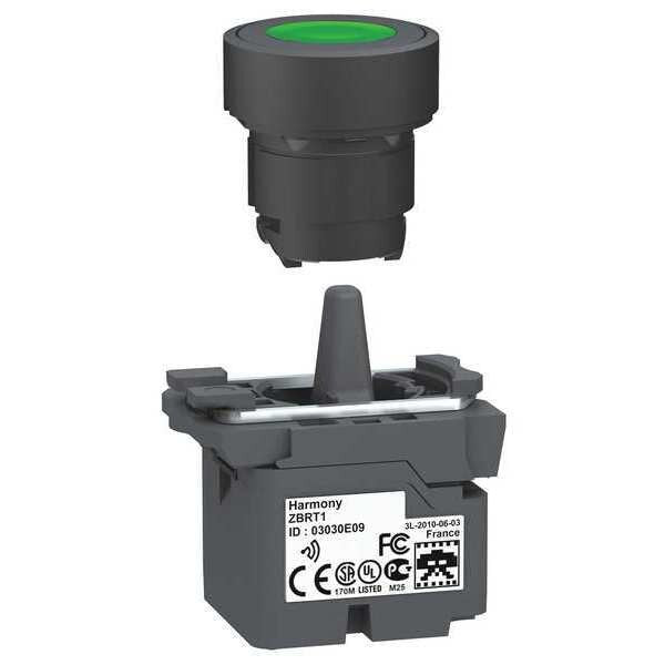 Push Button with Transmitter, 22 mm, Green