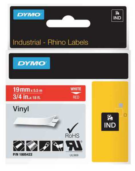 Rhinoâ¢ Label Cartridge, White/Red, 18 ft. L