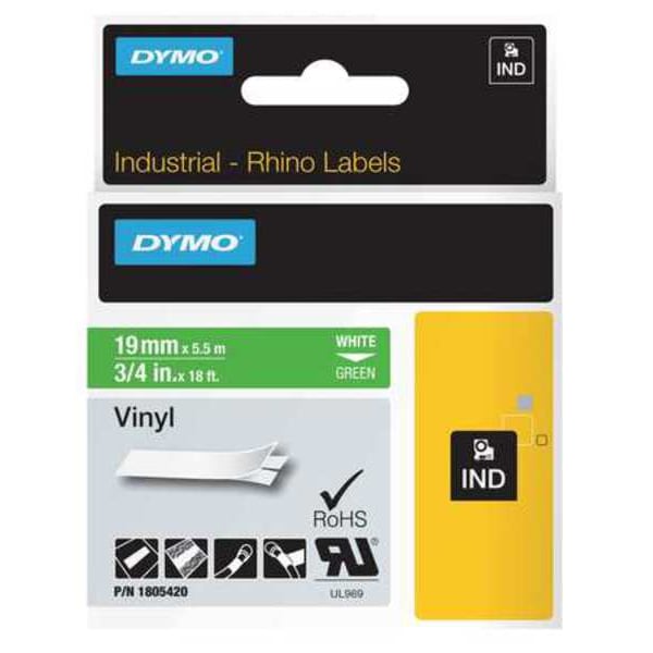 Rhinoâ¢ Label Cartridge, White/Green, 18 ft. L