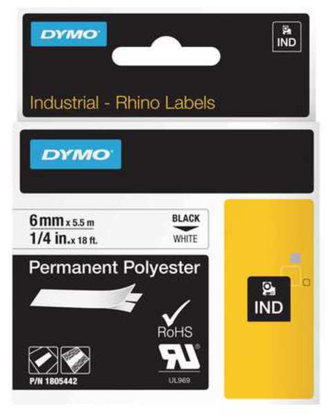Rhinoâ¢ Label Cartridge, Black/White, 18 ft. L